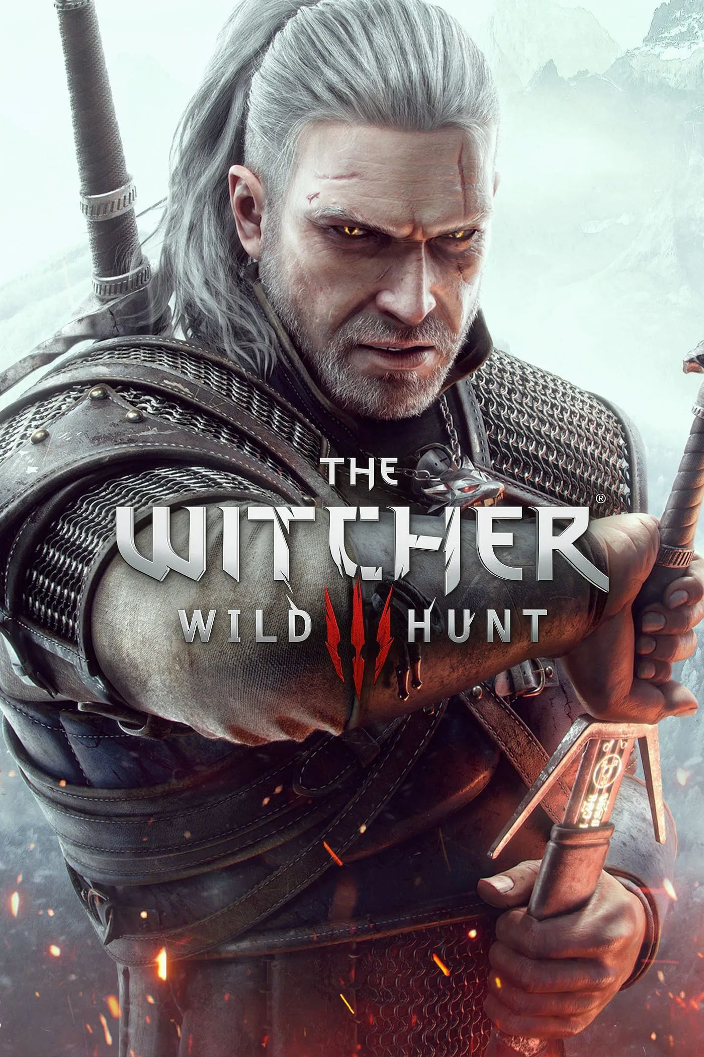 The Witcher 3: Wild Hunt cover art with Geralt gripping his sword