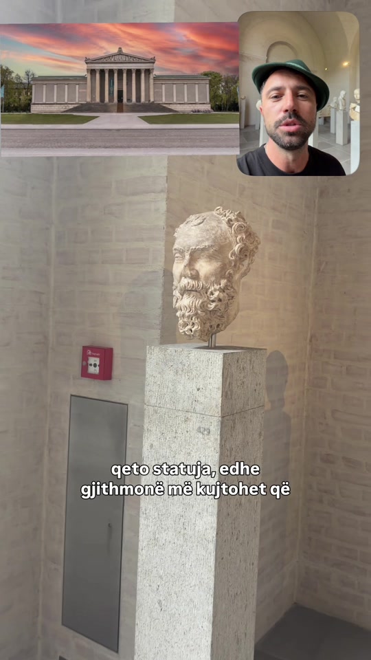 Original video thumbnail: a marble portrait in a vaulted gallery, with Eduard and the State Collections of Antiquities façade in inset views.