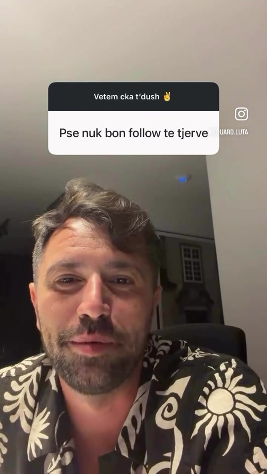 Eduard speaking to the camera in the original video about the reasons he follows people online.